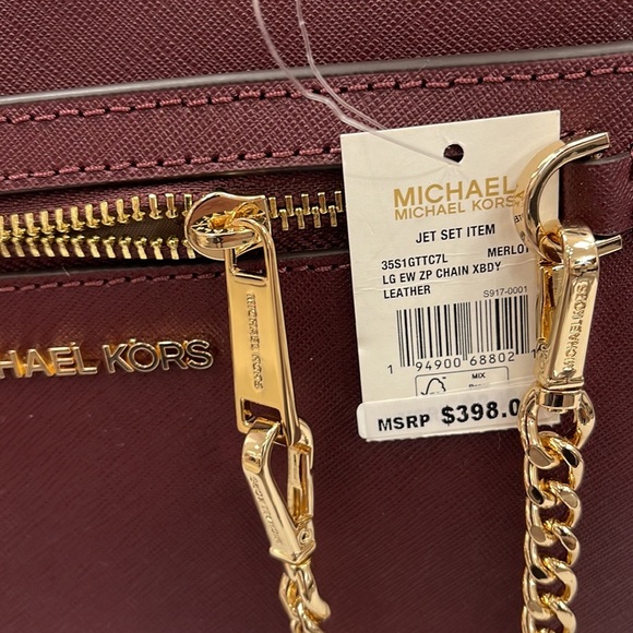 Michael Kors Jet Set Item Large East West Zip Chain Crossbody 
Merlot - Picture 14 of 16
